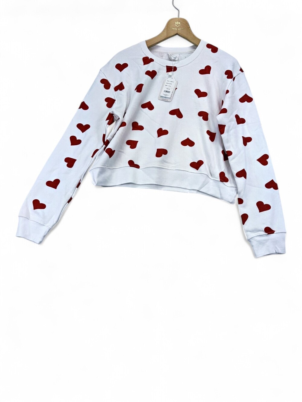 Dreamsicle Heart Print Cotton Crewneck Sweatshirt M